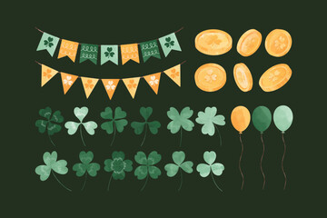 Saint Patrick Leaves Illustration Collection
