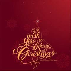 Christmas And New Year Typographical on dark Xmas background with snowflakes, light, stars. Vector Illustration