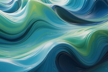 Fototapeta premium Abstract blue and green wavy pattern background with a smooth, flowing design.
