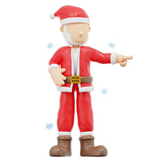 3d rendering santa claus pointing to left pose illustration