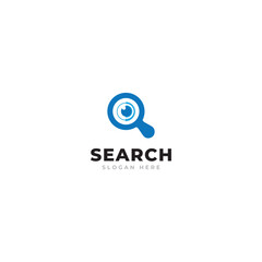 Job search icon with magnifying glass Job or employee logo, recruitment agency vector illustration.