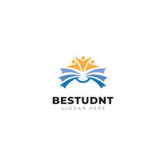 Best student with book logo vector. Education logo template design concept, student progress and success in learning.