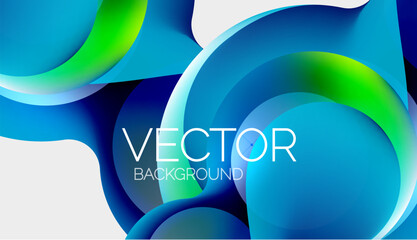 Beautiful flowing round shapes and circles abstract background. Liquid color bubble composition