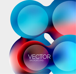 Beautiful flowing round shapes and circles abstract background. Liquid color bubble composition