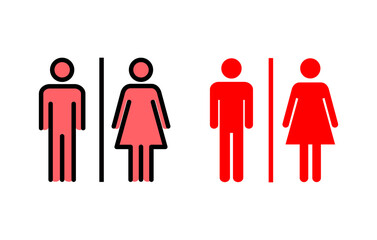 Toilet icon set illustration. Girls and boys restrooms sign and symbol. bathroom sign. wc, lavatory