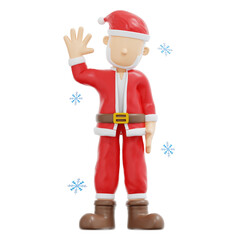 3d rendering santa claus waving right pose illustration
