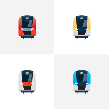 Modern commuter train. Front view. Vector icon