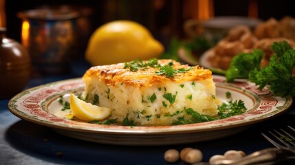 Bacalhau a bras, typical dish from Portugal - obrazy, fototapety, plakaty