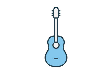 guitar icon. icon related to music, party. flat line icon style. simple vector design editable