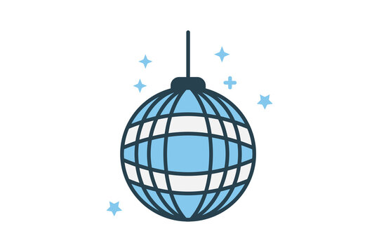 disco ball icon. icon related to party. flat line icon style. simple vector design editable