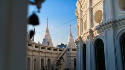 Phra Maha Chedi in Watprayoon Thonburi Temple in bangkok Thailand.Important temples and archaeological sites of Thailand that foreign tourists are very popular..