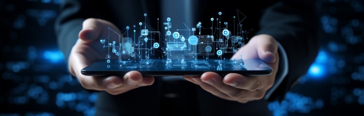 Futuristic Digital Interface Emanating from Smartphone