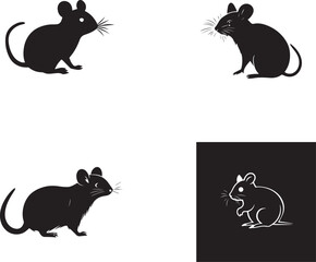 Silhouette mouse collection, vector isolated with white background