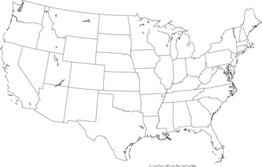 Fototapeta na wymiar Vector sketch illustration of United States map design with state division