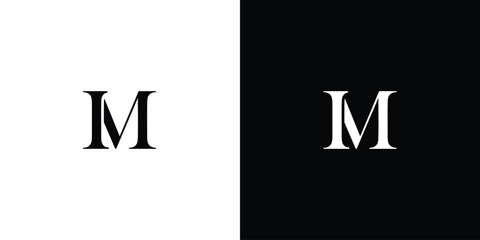 Abstract letter IM or MI logo in black and white color
