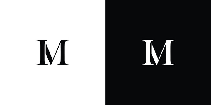 Abstract letter IM or MI logo in black and white color
