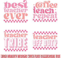 teacher retro svg design bundle and digital download