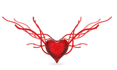 red heart made of blood