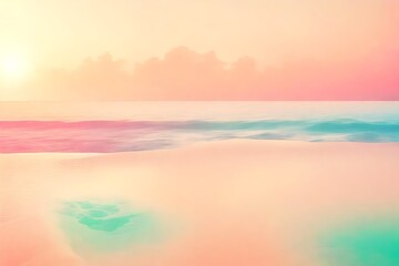 A gradient of gentle retro colors forms an abstract beach background