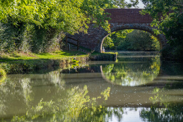 Bridge and trees reflecting on the canal