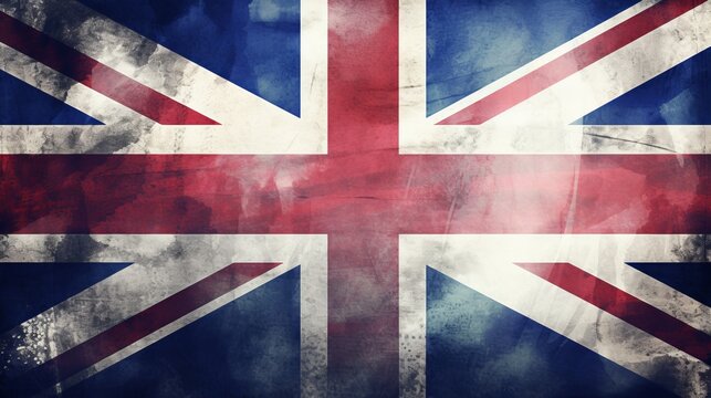 Grunge Great Britain flag illustration background, c16:9