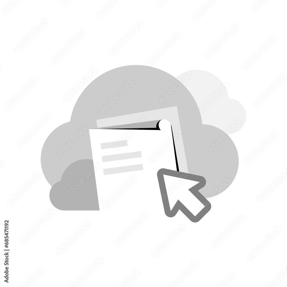 Poster upload document file or data to cloud, click button concept illustration flat design vector. modern 