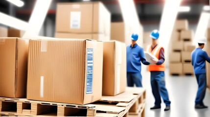 men working in a warehouse. Fulfillment, logistics, transportation