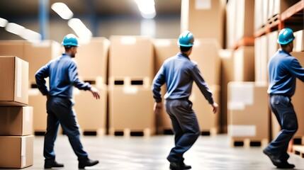 men working in a warehouse. Fulfillment, logistics, transportation