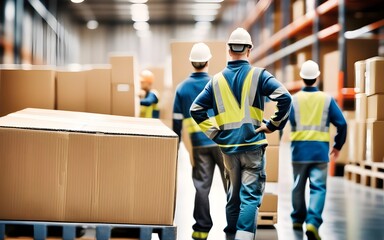 men working in a warehouse. Fulfillment, logistics, transportation