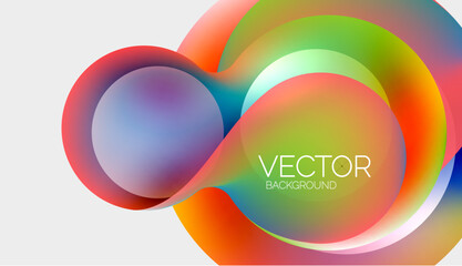 Beautiful flowing round shapes and circles abstract background. Liquid color bubble composition