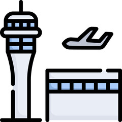 Air traffic control tower icon. Filled outline design. For presentation, graphic design, mobile application.