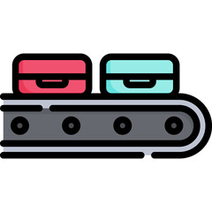 Baggage conveyor belt icon. Filled outline design. For presentation, graphic design, mobile application.