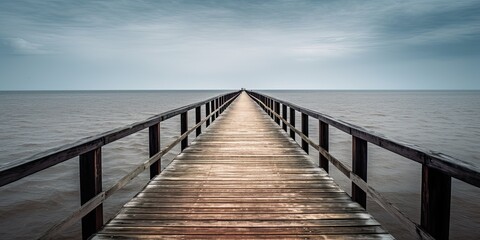 Obraz premium endless wooden bridge over the sea