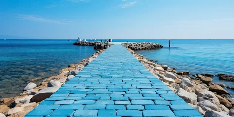 Poster endless blue stone pier © Ross
