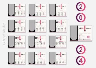 Desk calendar 2024 planner template, corporate desk calendar schedule 2024 monthly planner template.