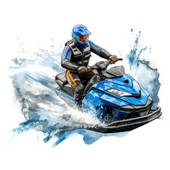 Jet skiing Illustration, Generative Ai