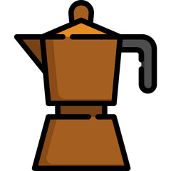Moka pot icon. Filled outline design. For presentation, graphic design, mobile application.