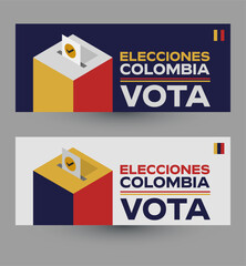 Vota Elecciones Colombia, Vote colombian Elections spanish text design.