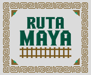 Ruta Maya, Mayan Route spanish text, Mayan spiral lines design