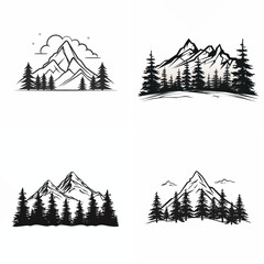 nature mountain landscape illustration vector graphic peak hill forest rock design art draw sketch 