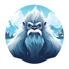 Cartoon Style Yeti Illustration Artistic Style Painting Drawing No Background Perfect for Print on Demand Merchandise - obrazy, fototapety, plakaty