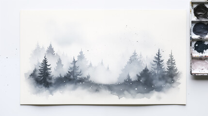 Create a background using subtle ink washes in minimalist tones, emphasizing simplicity and elegance.