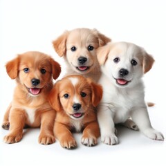 adorable happy puppies on white