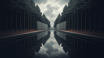 Design a background with a symmetrical reflection, emphasizing balance and simplicity.