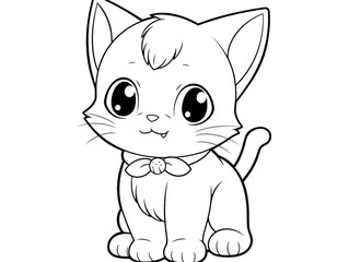 Cat Coloring Book Illustration Character