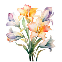 Obraz na płótnie Canvas Wishbone, Flowers, Watercolor illustrations