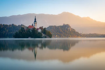 Deurstickers Lake Bled, Slovenia sunrise © Matthew