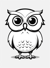 Cute Owl  colouring page, Colouring Book Page for Kids 