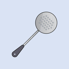 Round steel Spatula spoon Vector illustration Icon Kitchen cooking spatula