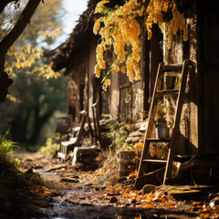 Rustic Wooden Ladder Old Barn Rural Scene